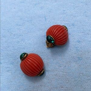 Fabrice Vintage Clip-On Earrings with Red and Green Accents